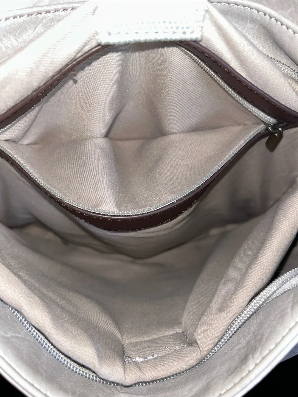 Gray Vegan Leather Crossbody Messenger Bag with Dark Brown Straps